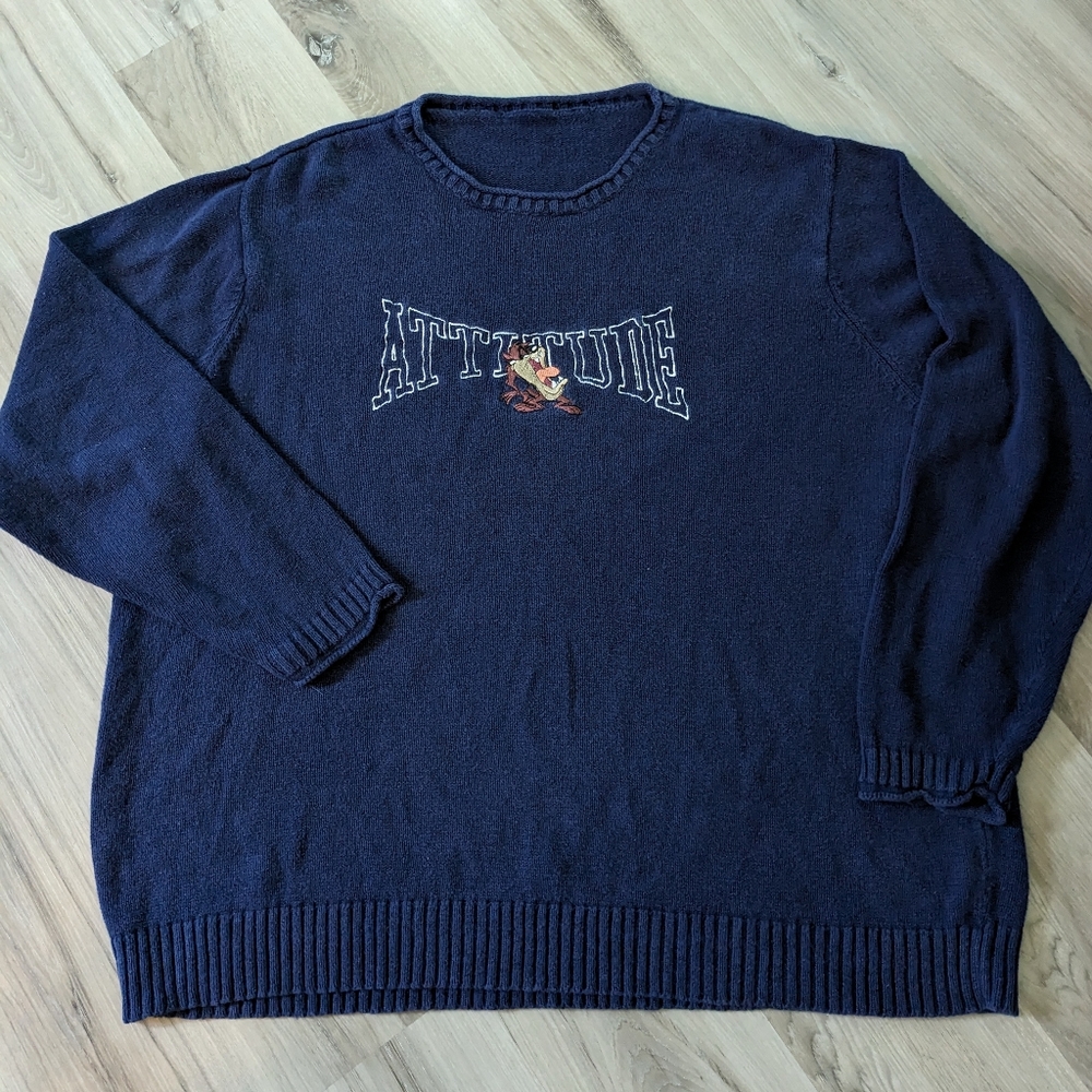 Vintage Tazmanian Devil Warner Bros sweater‎ Loose Boxy Adult XL